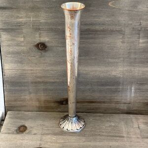 Antique Silver-Plated Vase with Copper Bleed - Two-Tone Shabby Chic